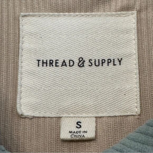 Thread & Supply Corduroy Shacket Jacket Sage Green Tan Colorblock Oversized S - Picture 5 of 7